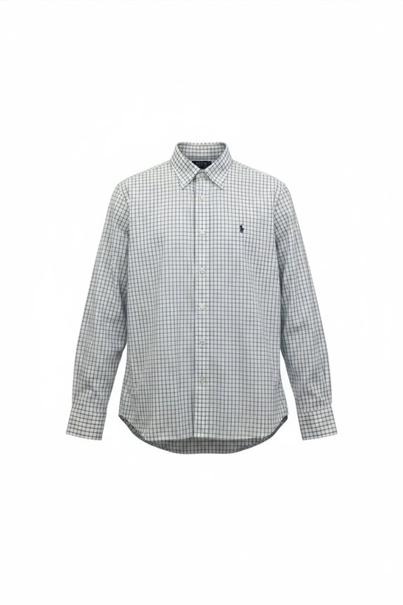 Polo Ralph Lauren Καρό Πουκάμισο Λευκό-Μπλε Size L