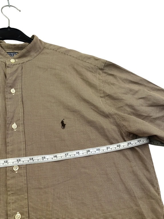 POLO RALPH LAUREN SHORT SLEEVE SHIRT CLASSIC BROWN BEIGE MENS PRE OWNED XL
