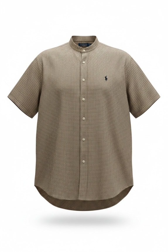 POLO RALPH LAUREN SHORT SLEEVE SHIRT CLASSIC BROWN BEIGE MENS PRE OWNED XL