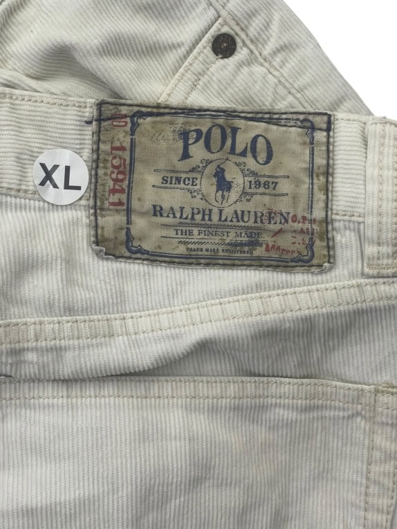 POLO RALPH LAUREN PANTALONI IN VELLUTO A COSTE CLASSIC CREMA UOMO PRE OWNED XL