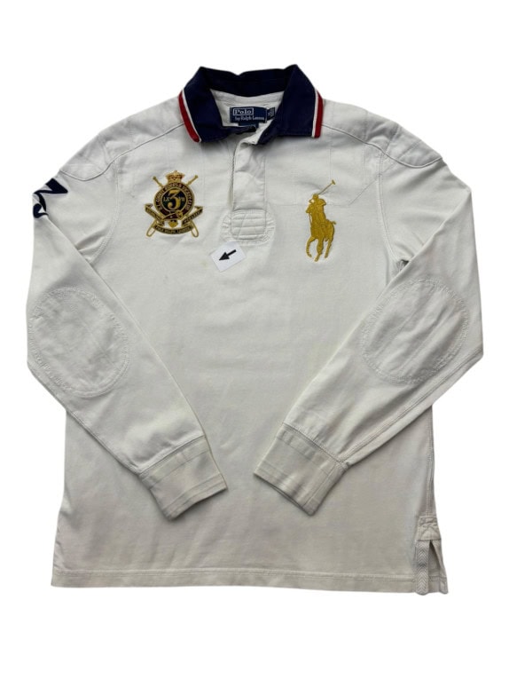 POLO RALPH LAUREN LONGSLEEVE POLO SHIRT CLASSIC OFF WHITE ΑΝΤΡΙΚΟ PRE OWNED XL
