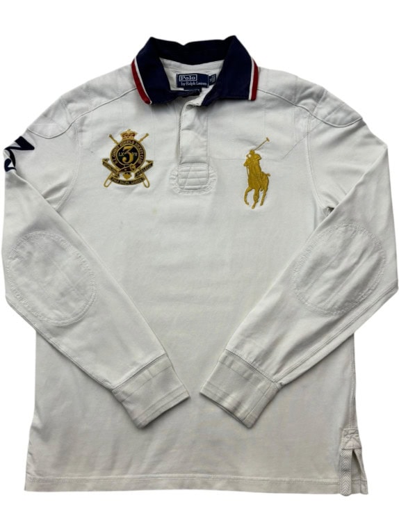 POLO RALPH LAUREN LONGSLEEVE POLO SHIRT CLASSIC OFF WHITE ΑΝΤΡΙΚΟ PRE OWNED XL