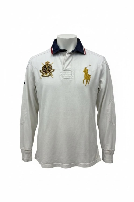 POLO RALPH LAUREN LONGSLEEVE POLO SHIRT CLASSIC OFF WHITE ΑΝΤΡΙΚΟ PRE OWNED XL