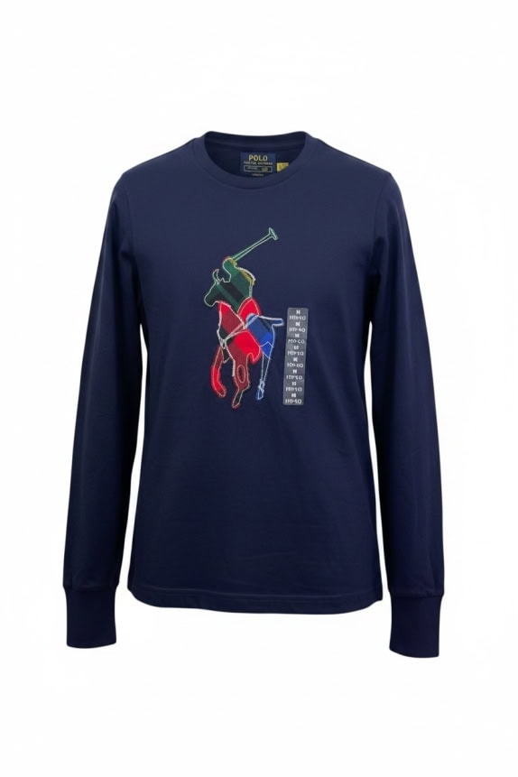 Polo Ralph Lauren Longsleeve T-Shirt Big Logo Κέντημα Μπλε Unisex M