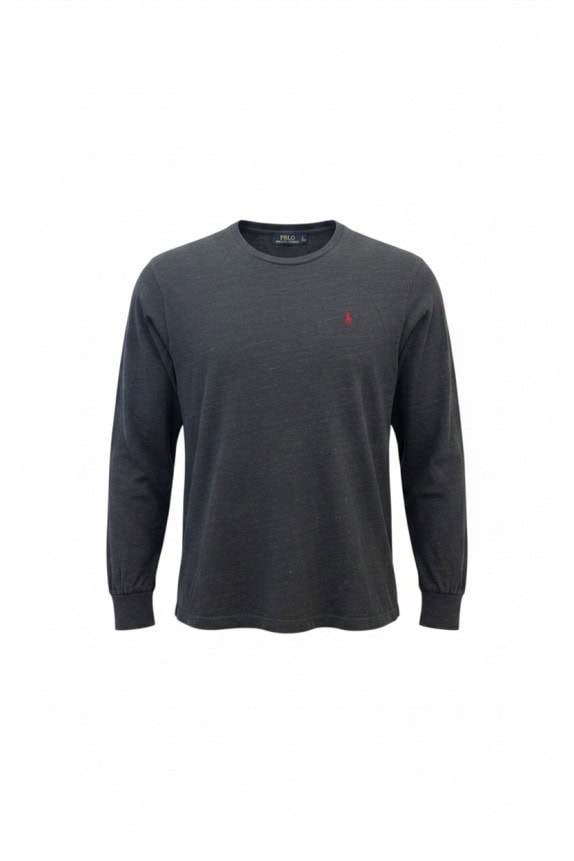 POLO RALPH LAUREN MAGLIA A MANICHE LUNGHE MINIMAL GRIGIO CHARCOAL UOMO PRE OWNED L