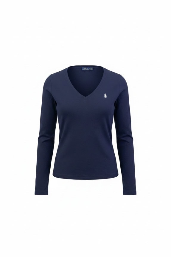 POLO RALPH LAUREN ΜΑΚΡΥΜΑΝΙΚΗ ΜΠΛΟΥΖΑ MINIMAL NAVY ΓΥΝΑΙΚΕΙΟ PRE OWNED L