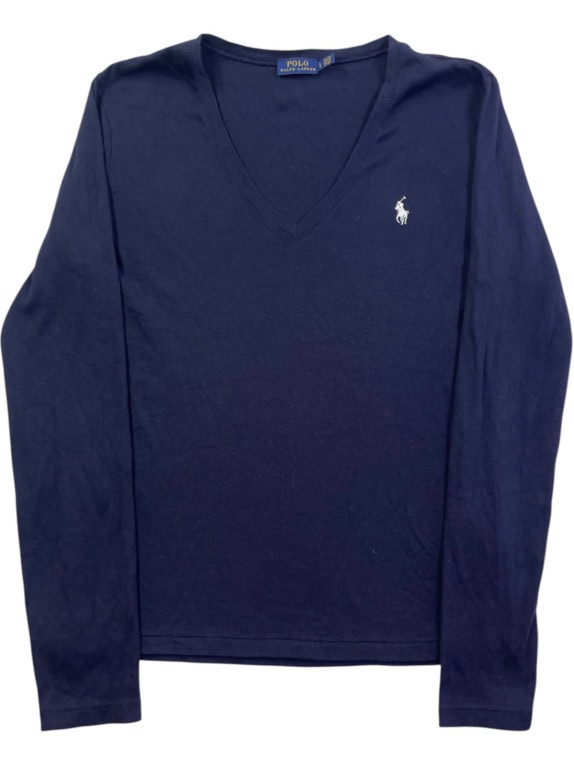 POLO RALPH LAUREN ΜΑΚΡΥΜΑΝΙΚΗ ΜΠΛΟΥΖΑ MINIMAL NAVY ΓΥΝΑΙΚΕΙΟ PRE OWNED L