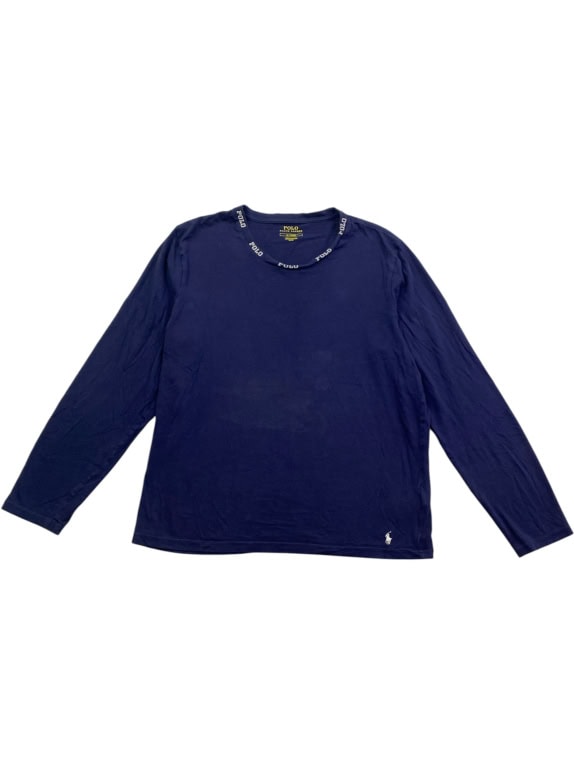 POLO RALPH LAUREN Maglia a maniche lunghe con logo sul collo blu navy UNISEX M