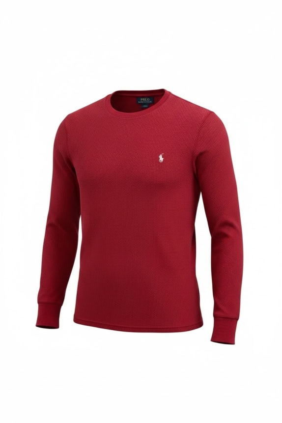 POLO RALPH LAUREN Μακρυμάνικη Μπλούζα Waffle Knit Logo Κόκκινη UNISEX L