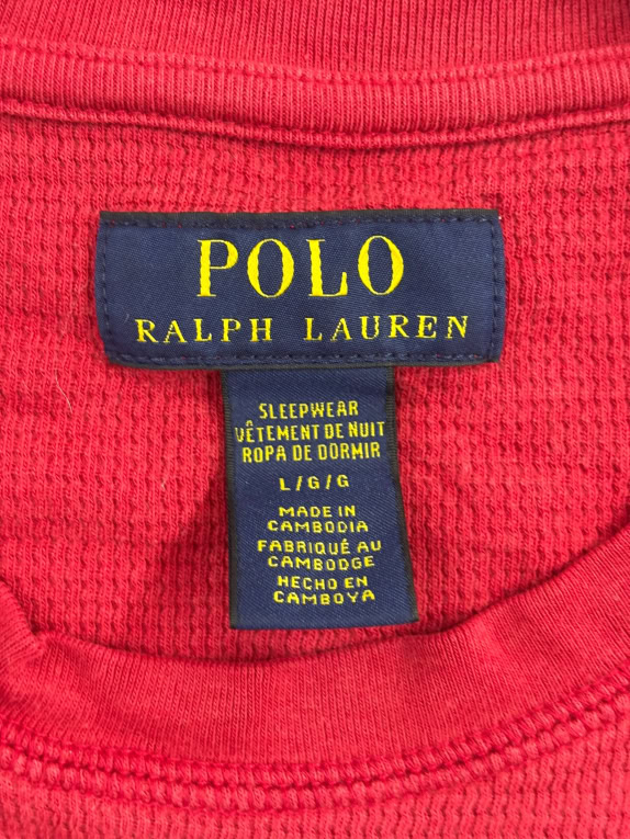POLO RALPH LAUREN Μακρυμάνικη Μπλούζα Waffle Knit Logo Κόκκινη UNISEX L