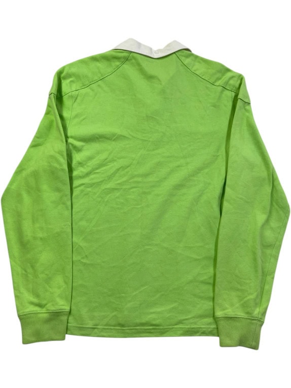 POLO RALPH LAUREN LONG SLEEVE POLO SHIRT CLASSIC LIME GREEN MENS PRE OWNED M