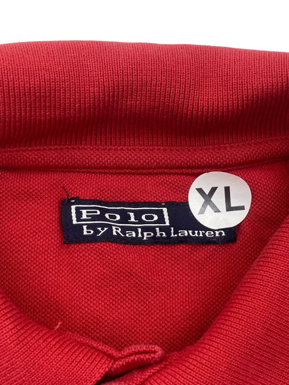 POLO RALPH LAUREN LONG SLEEVE POLO CLASSIC RED MEN PRE OWNED XL