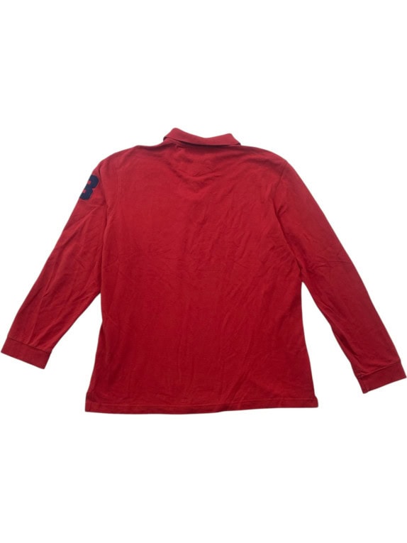 POLO RALPH LAUREN LONG SLEEVE POLO CLASSIC RED MEN PRE OWNED XL