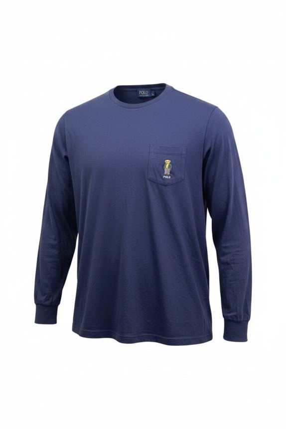 POLO RALPH LAUREN MAGLIA A MANICHE LUNGHE VINTAGE BLU DA UOMO XXL usata