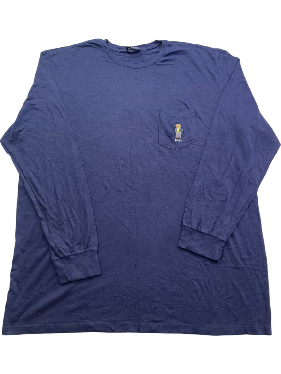 POLO RALPH LAUREN ΜΠΛΟΥΖΑ ΜΑΚΡΥΜΑΝΙΚΗ VINTAGE ΜΠΛΕ ΑΝΤΡΙΚΟ XXL pre-owned