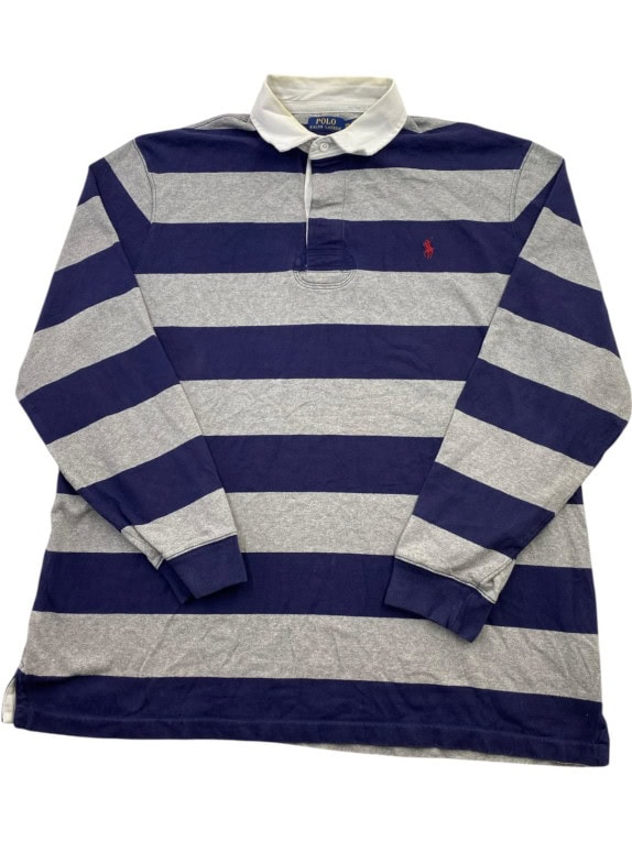 POLO RALPH LAUREN MAGLIA RUGBY CLASSIC SPORTSWEAR NAVY GRIGIO UOMO PRE OWNED XXL