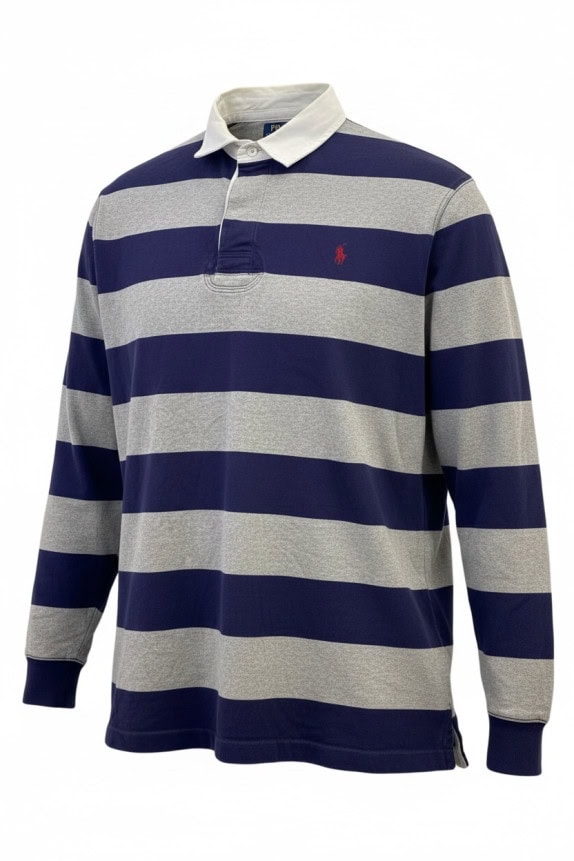 POLO RALPH LAUREN MAGLIA RUGBY CLASSIC SPORTSWEAR NAVY GRIGIO UOMO PRE OWNED XXL