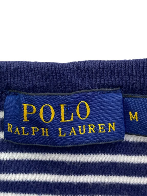 POLO RALPH LAUREN T SHIRT CLASSICA RIGATA NAVY BIANCO DONNA PRE OWNED M