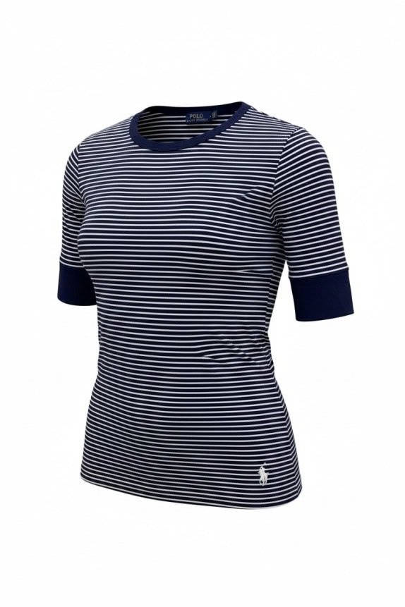 POLO RALPH LAUREN ΜΠΛΟΥΖΑ ΡΙΓΕ ΚΛΑΣΙΚΗ NAVY ΛΕΥΚΟ ΓΥΝΑΙΚΕΙΟ PRE OWNED M