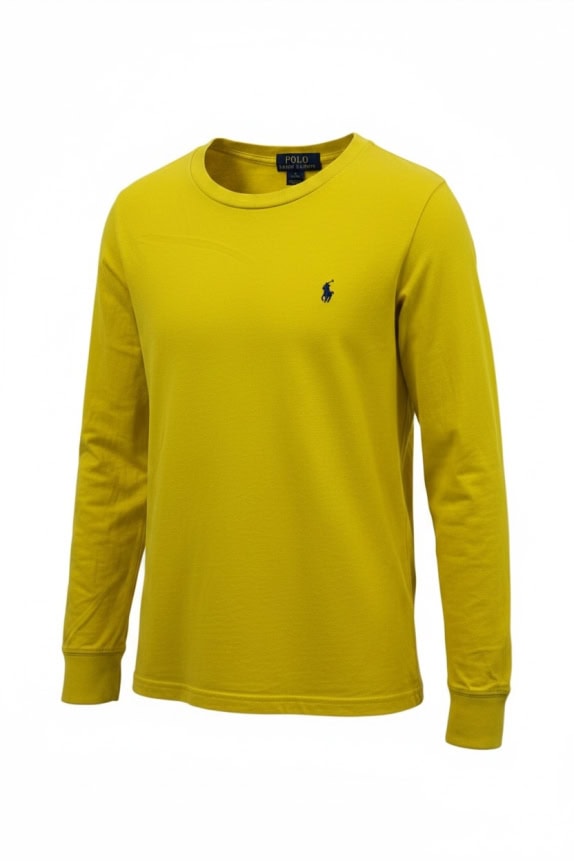 Polo Ralph Lauren Kids Long Sleeve Shirt Yellow Logo M (10-12)