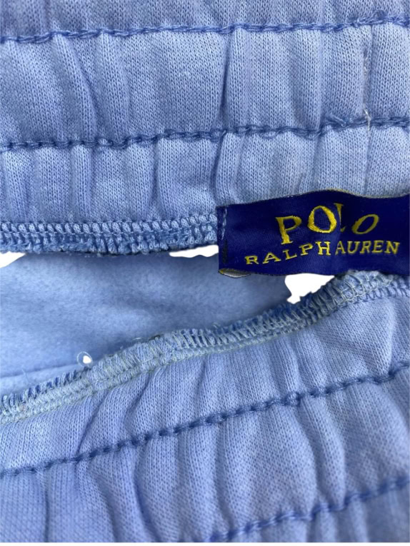 POLO RALPH LAUREN pantaloni tuta vintage con logo laterale azzurro da uomo L-XL