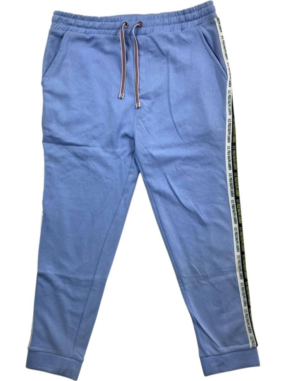POLO RALPH LAUREN pantaloni tuta vintage con logo laterale azzurro da uomo L-XL