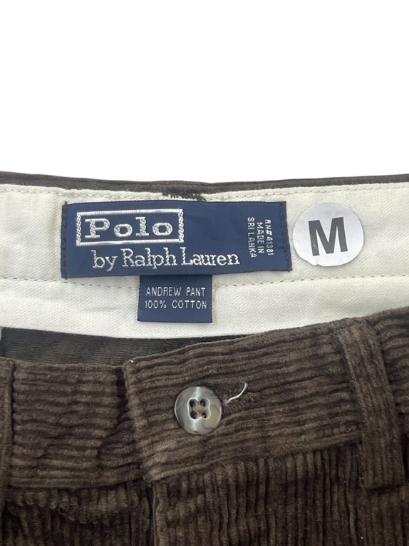 POLO RALPH LAUREN PANTALONI IN VELLUTO A COSTE CLASSICO MARRONE UOMO PRE OWNED M