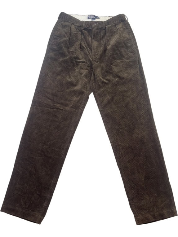 POLO RALPH LAUREN PANTALONI IN VELLUTO A COSTE CLASSICO MARRONE UOMO PRE OWNED M