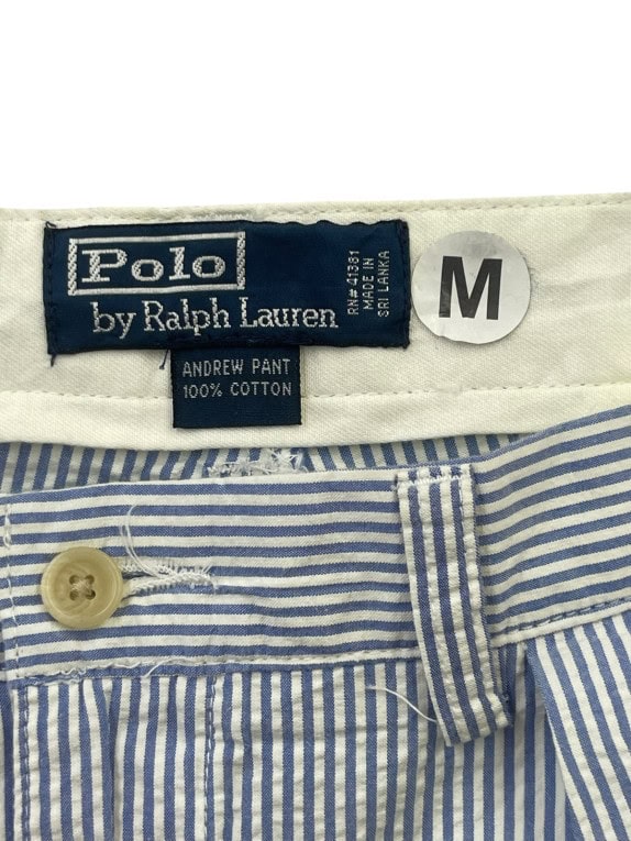 POLO RALPH LAUREN PANTALONI CON PINCES CLASSICI BLU BIANCO UOMO PRE OWNED M