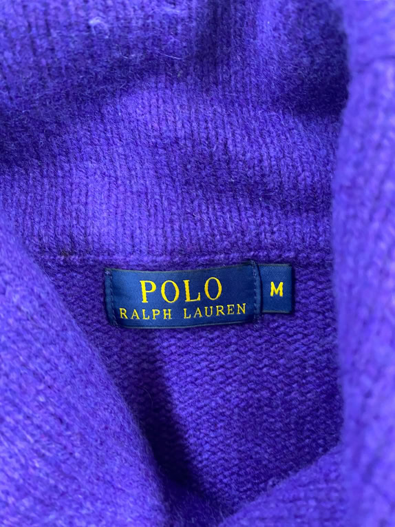 POLO RALPH LAUREN Πλεκτή Μπλούζα Shawl Neck Μωβ Ανδρική Medium
