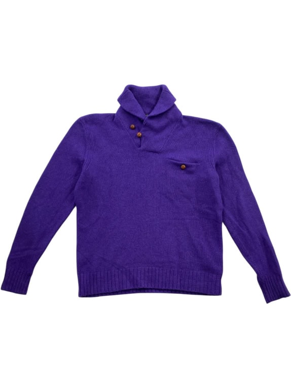 POLO RALPH LAUREN Πλεκτή Μπλούζα Shawl Neck Μωβ Ανδρική Medium