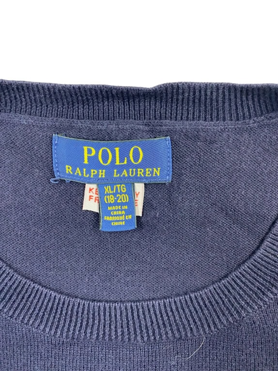 POLO RALPH LAUREN KNIT SWEATER VINTAGE LOGO BLUE MENS L-XL