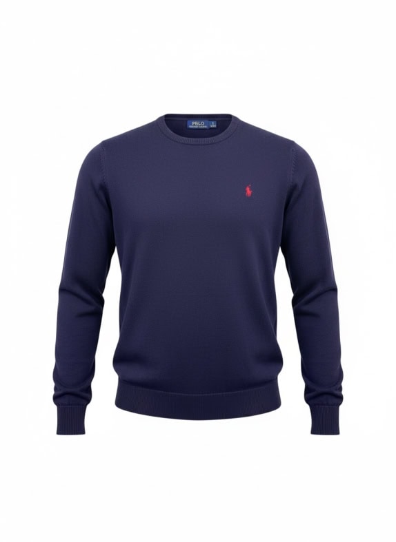 POLO RALPH LAUREN KNIT SWEATER VINTAGE LOGO BLUE MENS L-XL