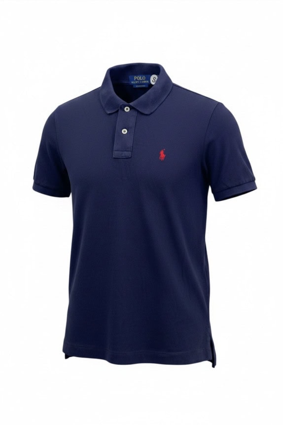 POLO RALPH LAUREN POLO SHIRT CLASSIC NAVY MENS PRE OWNED S