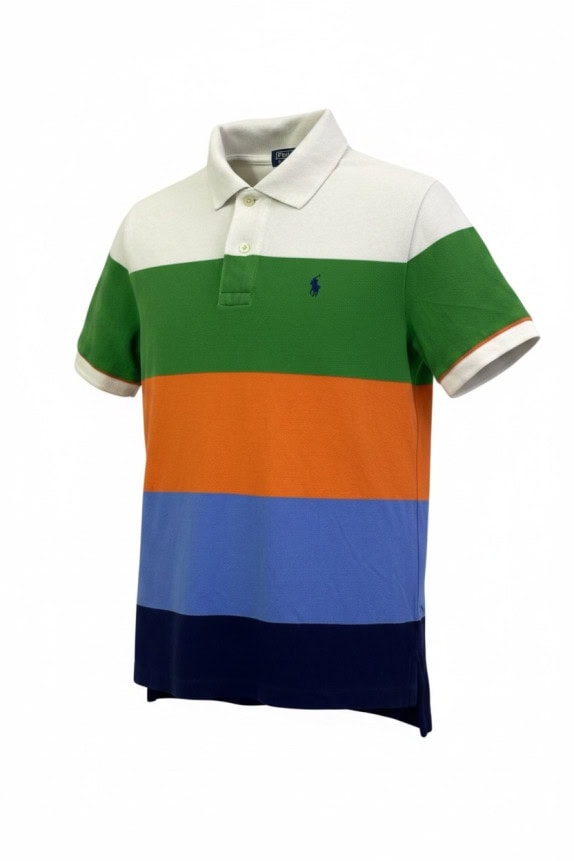POLO RALPH LAUREN POLO SHIRT COLORBLOCK MULTICOLOR MENS PRE OWNED XS