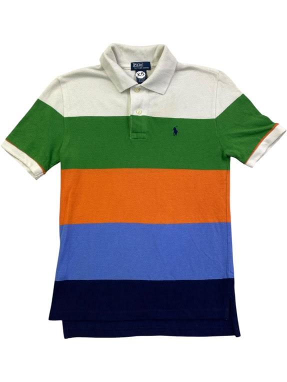 POLO RALPH LAUREN POLO SHIRT COLORBLOCK MULTICOLOR MENS PRE OWNED XS