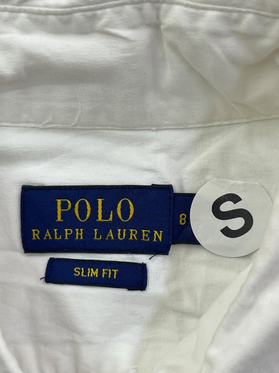 POLO RALPH LAUREN CAMICIA BUTTON DOWN MINIMAL OFF WHITE UOMO PRE OWNED S