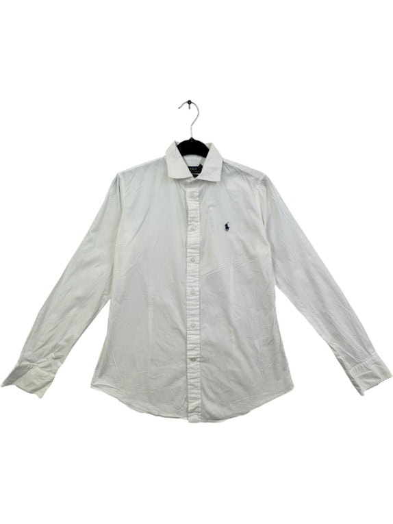 POLO RALPH LAUREN CAMICIA BUTTON DOWN MINIMAL OFF WHITE UOMO PRE OWNED S