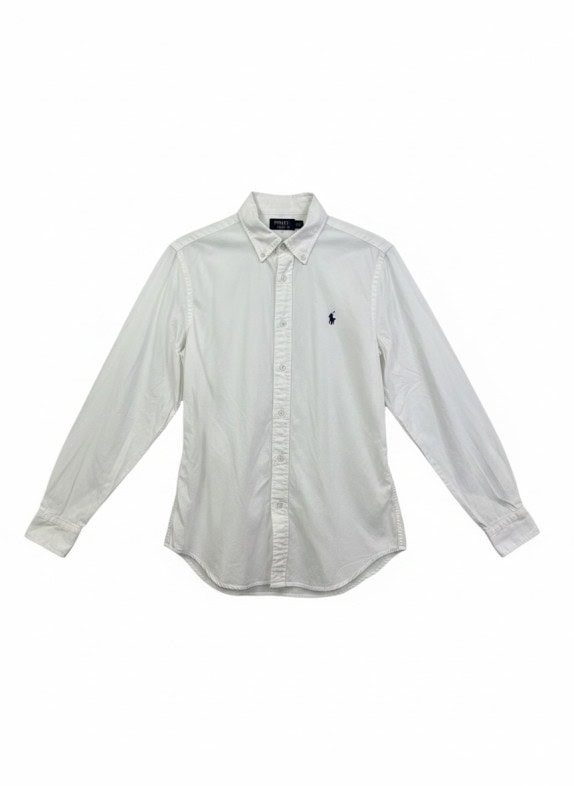POLO RALPH LAUREN CAMICIA BUTTON DOWN MINIMAL OFF WHITE UOMO PRE OWNED S