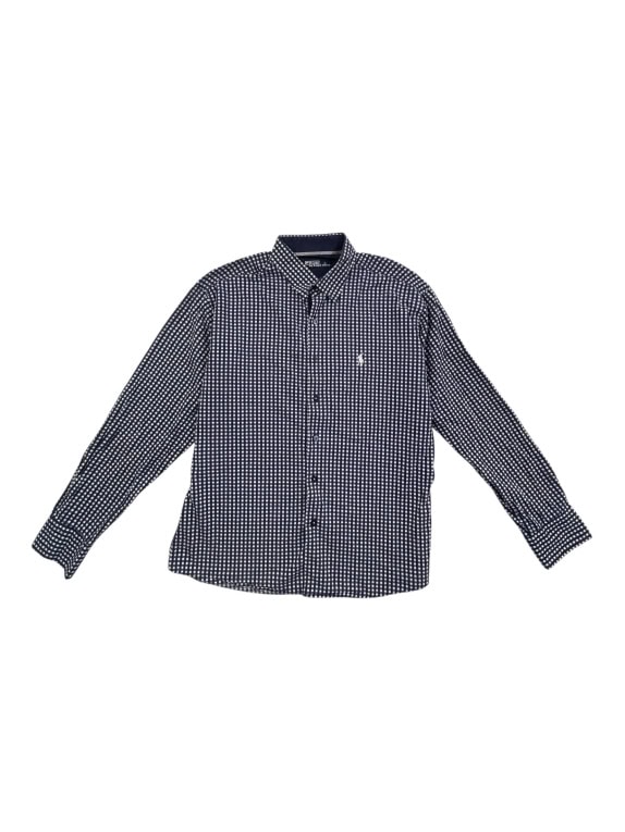 POLO RALPH LAUREN ΠΟΥΚΑΜΙΣΟ CHECK LOGO ΜΠΛΕ ΑΝΔΡΙΚΟ L