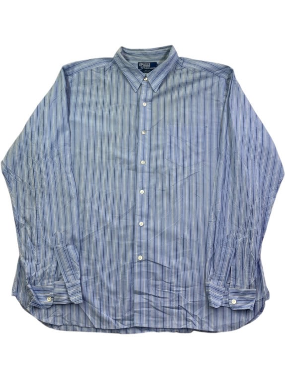 POLO RALPH LAUREN CAMICIA CLASSIC AZZURRA A RIGHE UOMO PRE OWNED XL