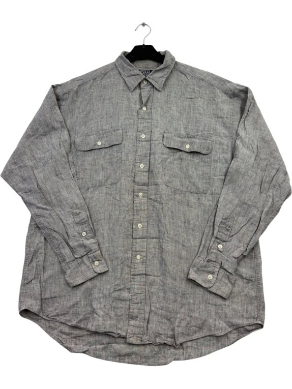POLO RALPH LAUREN SHIRT CLASSIC GREY MEN PRE OWNED L
