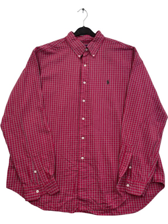 POLO RALPH LAUREN SHIRT CLASSIC PLAID RED MENS PRE OWNED XXL