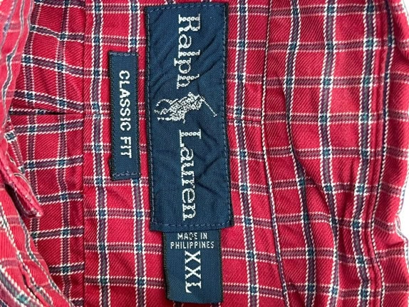 POLO RALPH LAUREN SHIRT CLASSIC PLAID RED MENS PRE OWNED XXL