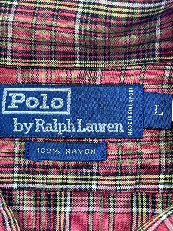 POLO RALPH LAUREN ΠΟΥΚΑΜΙΣΟ CLASSIC ΚΑΡΟ ΚΟΚΚΙΝΟ ΚΑΦΕ ΑΝΤΡΙΚΟ PRE OWNED L