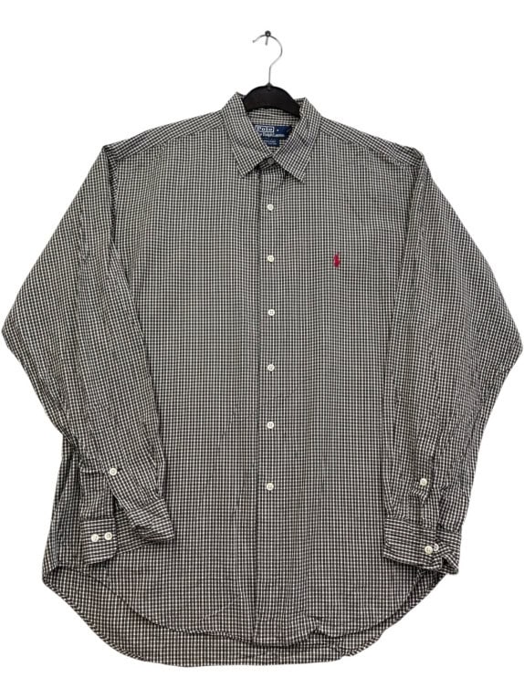 POLO RALPH LAUREN CAMICIA CLASSIC QUADRI NERO BIANCO UOMO PRE OWNED L