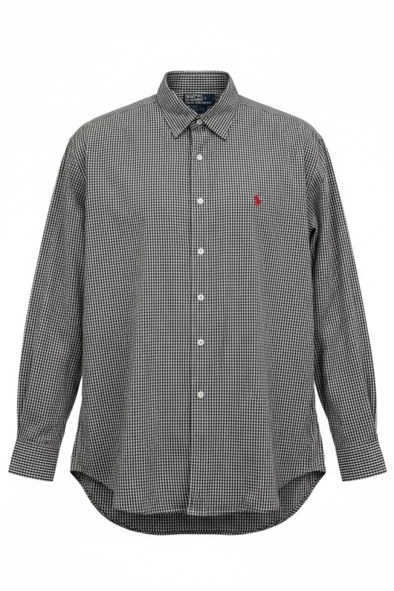 POLO RALPH LAUREN ΠΟΥΚΑΜΙΣΟ CLASSIC ΚΑΡΟ ΜΑΥΡΟ ΛΕΥΚΟ ΑΝΤΡΙΚΟ PRE OWNED L