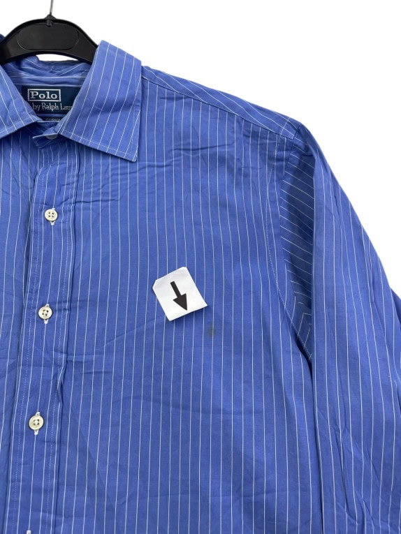 POLO RALPH LAUREN CAMICIA CLASSICA RIGATA BLU UOMO PRE OWNED L