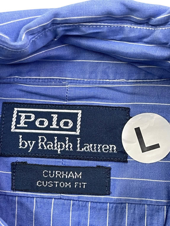 POLO RALPH LAUREN CAMICIA CLASSICA RIGATA BLU UOMO PRE OWNED L