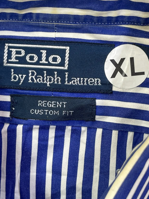 POLO RALPH LAUREN ΠΟΥΚΑΜΙΣΟ CLASSIC ΡΙΓΕ ΜΠΛΕ ΛΕΥΚΟ ΑΝΤΡΙΚΟ PRE OWNED XL